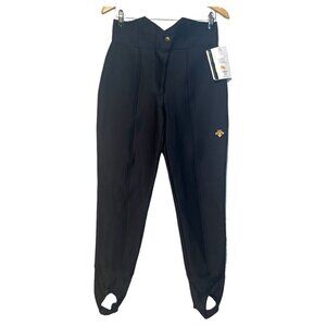 NWT VINTAGE DESCENTE Stirrup Black Stretch High Waist Ski Pant Size US 28